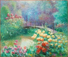 OIL ON CANVAS SIGNED G.ROSE "SMALL BRIDGE FROM ONE BANK TO THE OTHER"
