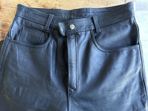 Pantalon cuir homme moto noir - cuir,