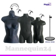 3 TORSO DRESS FORM MANNEQUINS:FEMALE, CHILD & TODDLER SET + 1 STAND + 3 HANGERS