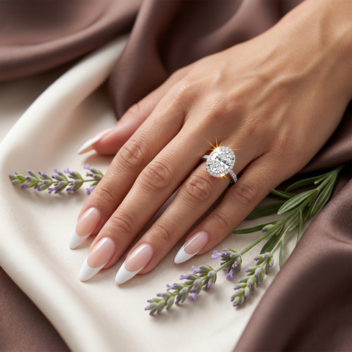Bague diamant taille ovale - bague,