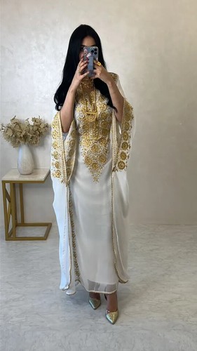 Robe longue blanche caftan