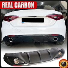 For Alfa Romeo Giulia REAL CARBON  Fiber Rear Bumper Diffuser Lip W/Exhaust Tips