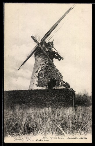 Cpa achicourt moulin hacart - moulin,
