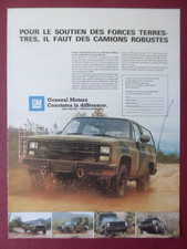 4/1985 PUB GENERAL MOTORS CUCV US ARMY ORIGINAL FRENCH AD
