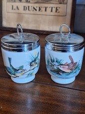 2 Double Egg Coddler Cuit Oeuf Grand Modèle. Porcelaine Anglaise