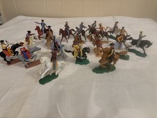 TIMPO Wild West Cowboys Horses Lot Of 19 Plastic Elastin Harvey Series Figures