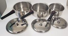 LETANG REMY Triplinox Stainless Cookware France 9 PC Set 3, 2,1.5 qt Handles/Lid