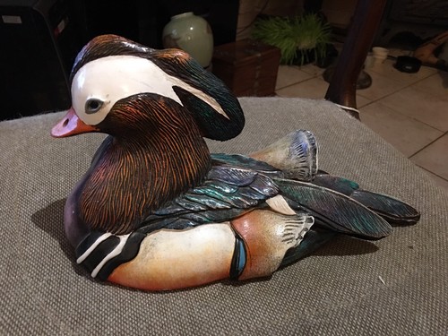 Statue canard mandarin signé - mandarin,