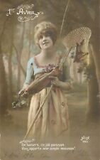 CP APRIL 1 WOMEN ELEGANT WITH FISHING ROD FISH PUFF - 45902