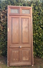 Porte d'entrée et cadre imposte fenêtres verres translucides début XX° old door