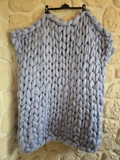 Plaid tricoté gris 100x120 cm