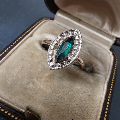 Bague ancienne navette verre - bague,