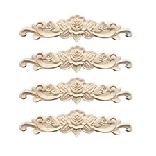Decorative wood molding 4 pieces wood sculpture decorative rose molding for...
