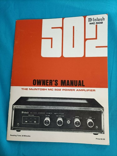 Intosh mc502 manuel - intosh, manuel/manual