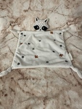 Doudou plat Raton laveur blanc