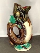 Old pitcher 19th century fish in Belgian sling: Moulin Lecat.