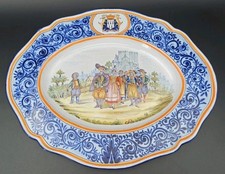 HB QUIMPER - LARGE DECORATIVE EARTHENWARE DISH Brittany Bretons Wedding