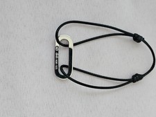 Bracelet Dinh Van sur cordon Noir Maillon XL en Argent