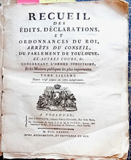 TOULOUSE RECUEIL DES EDITS