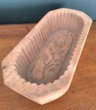 Antique Vintage Retro Floral Decor Wooden Butter Mold 