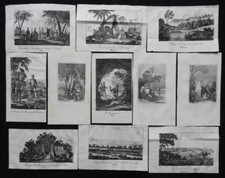 Lot of antique 19th century engravings (Africa, America, Asia, Tonkin,..) 11 x 17 cm