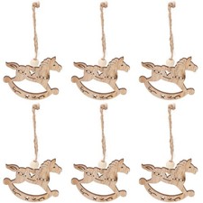 6pcs Style européen Creux Pendentifs en bois décoratif d'arbre de Noël