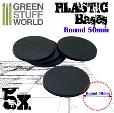 5x Socles Plastiques ROND 50mm Noir - AOS LOTR wargames Figurines Bases tabletop