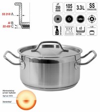 Marmite avec Couvercle Gastronomie Qualité Inox Induction Gastro 20x10,5 3,3L
