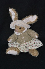 🐰Doudou lapin beige RUSS BERRIE Anna robe fleur gilet peluche 17 / 23 cm TTBE