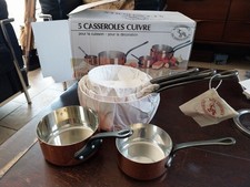 5 CASSEROLES CUIVRE ETAMEE