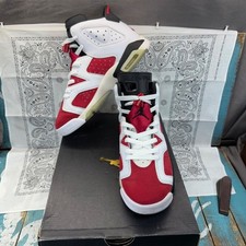 Nike Air Jordan 6 Retro Carmine Red White GS (2021) 384665-106 Sz 6.5Y/Womans 8