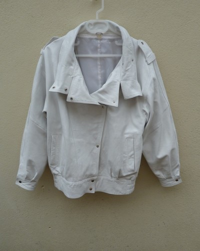 Blouson cuir véritable blanc