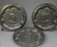 Victorian Wall Metal Plaques Chargers Patinated Lead Byzantine Knights Superb