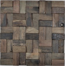 Bois Mosaïque Parquet Bateau Ancien Bois FSC Mur Cuisine Brique 160-25 10Matten