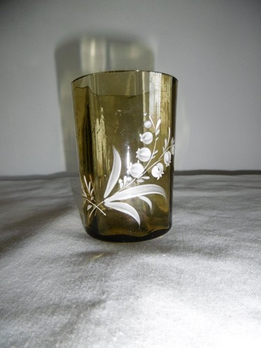Grand verre biseaute emaille - verre,