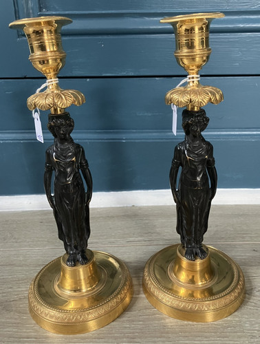 Superbe paire bougeoirs bronze - superbe,