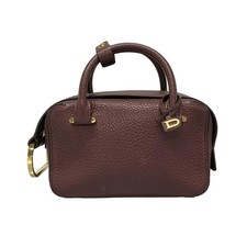 Auth DELVAUX Coolbox Nano Bordeaux Taurillon Soft Leather Handbag