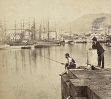 FRANCE NICE Le Port Pêcheur Sailboats c1870 Vintage Stereo Artistic Photo 