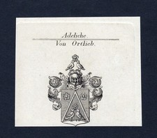 Environ 1820 Ortlieb Blason Noble Gravure Sur Cuivre Antique Héraldiques