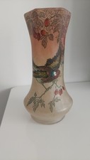 LEGRAS BIRD PAINTED AND ENAMELLED GLASS VASE?
