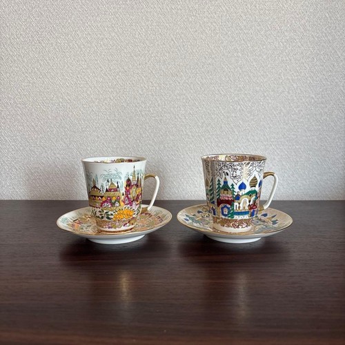 Lot soucoupe tasse - 2, en