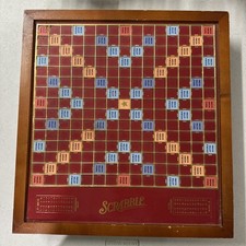 Premier Scrabble Deluxe Edition Rotating Wooden Game Turntable Brass VTG 2004