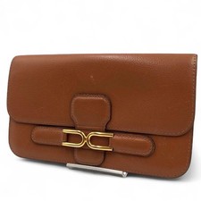 Delvaux Long Wallet Brown Leather Billfold with Metal Hardware Authentic Vintage