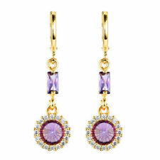 Boucles d'oreilles pendantes ronds Swarovski® Elements mauves top qualité cadeau