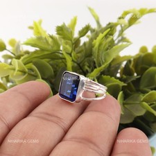 Bague Solitaire En Saphir Bleu