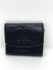used CHANEL  Coco Mark  Caviar Leather Compact  Coin Wallet Black  27141