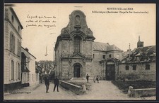 Old postcard Montreuil-sur-Mer, library, old chapel Ste Austreberthe, and street 