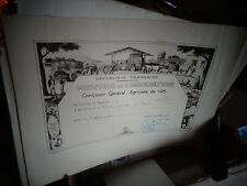 Antique Agricultural Diploma Competition Fighting Scene Tractor Breeding Wine Cheese 