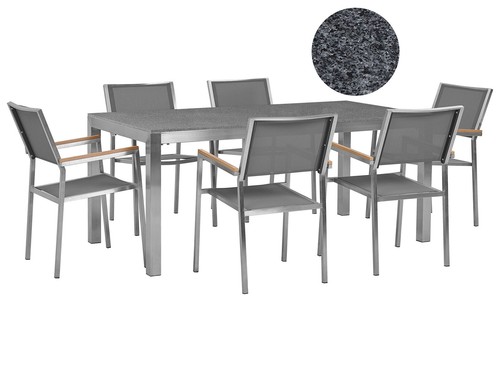 Beliani table jardin et 6 - table,