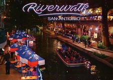 Riverwalk Downtown San Antonio Texas, River Boat Cruise Restaurant TX - Postcard